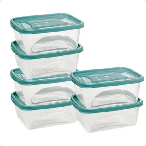 6 Potes Comida Retangular 750ml Potinho Marmita Geladeira