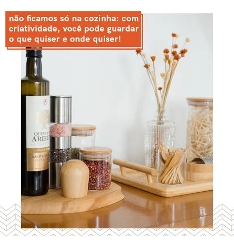 Conjunto De 4 Potes Herméticos De 400 Ml Com Tampa De Bambu