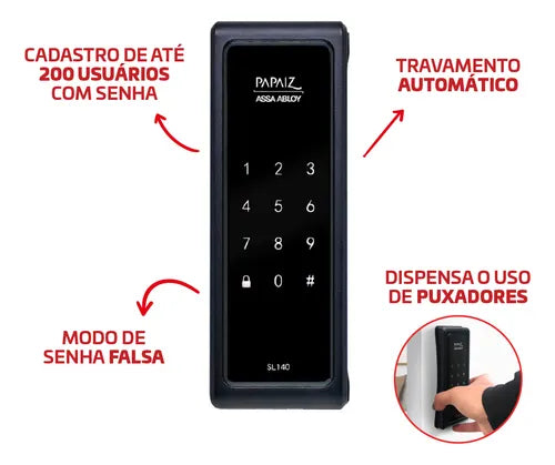 Fechadura Digital Smart De Sobrepor Preta Papaiz Sl140