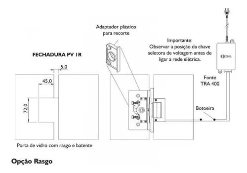 Fechadura Elétrica Hdl Pv90 1rl Af Porta Vidro Abertura Fora