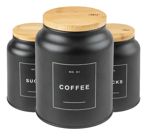 Pote Porta Condimentos Coffee 1,1l Sense Com Tampa Bambu Ou