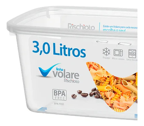 Rischioto Linha Volare Pote Transparente Com Tampa Volare 3l Medidas Presídio