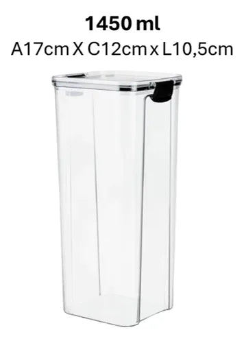 Kit 3 Potes Herméticos 1,45 Litros Tampa Vedação Empilhável