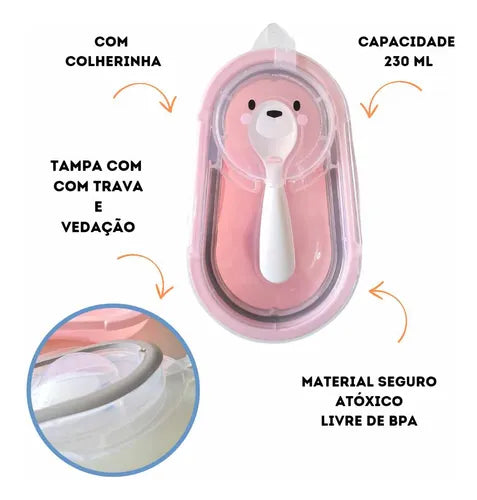 Pote Hermético + Copo De Treinamento Infantil Menina