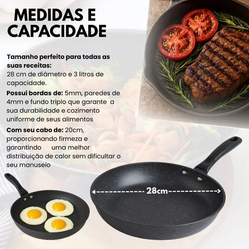 Frigideira Cerâmica Antiaderente Grande 28cm Reforçada