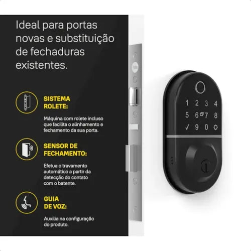 Fechadura Digital Para Portas Yale Compact Rl Externa Preta  Preto