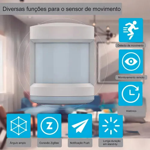 Sensor De Movimento Presença Sem Fio Inteligente Zigbee NovaDigital Tuya Smartlife PIR-ZB Branco