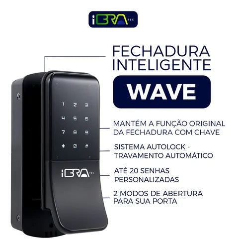 Fechadura Eletrônica Digital Com Puxador Wave Ibratec