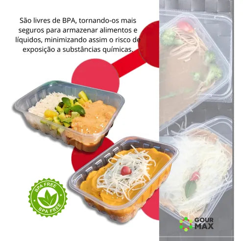 Marmitas Descartaveis Com Tampa Freezer 1l 24un Pote Fitness