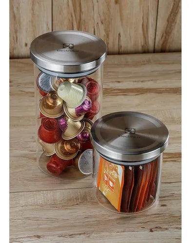 Conjunto 4 Potes Herméticos De Vidro Tampa Inox Electrolux