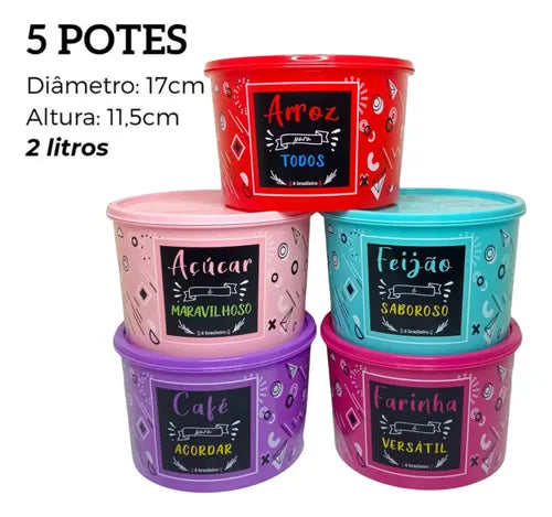 Kit 10 Potes Para Alimentos E Temperos Decorados Bpa Free