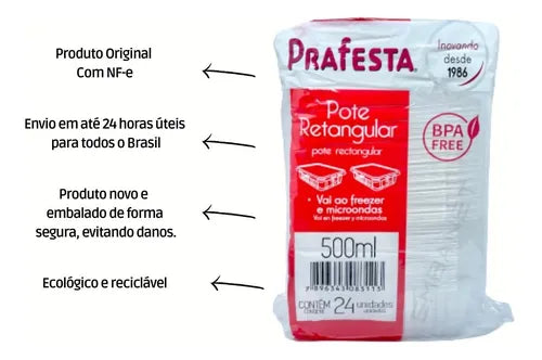Embalagem Descartável Marmita Freezer Micro Ondas 500ml 48u