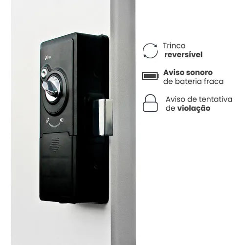 Fechadura Eletronica Papaiz Sobrepor Sl140 Senha Biometria Papaiz SL140 Bio