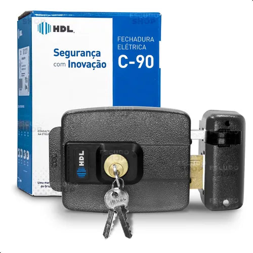 Fechadura Elétrica C90 Hdl Dupla Fixa Cinza Original