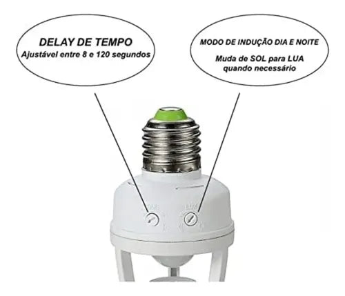Kit 2 Sensor De Presença Lâmpada Soquete E27 Connect Ecom Com Fotocélula