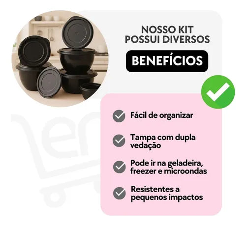 Jogo De 10 Potes Bowl Redondo Vasilhas Tapoer Marmita 750ml