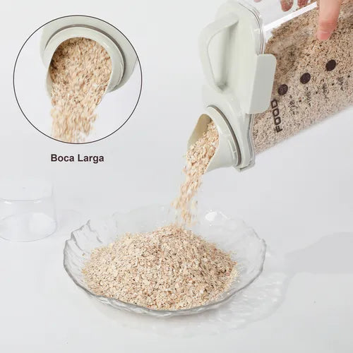 Potes Herméticos 2000ml Com Dosador - Recipientes Transparentes Para Cereais, Grãos E Massas - Livre De Bpa - Cozinha Organizada E Alimentos Frescos | House Organizer
