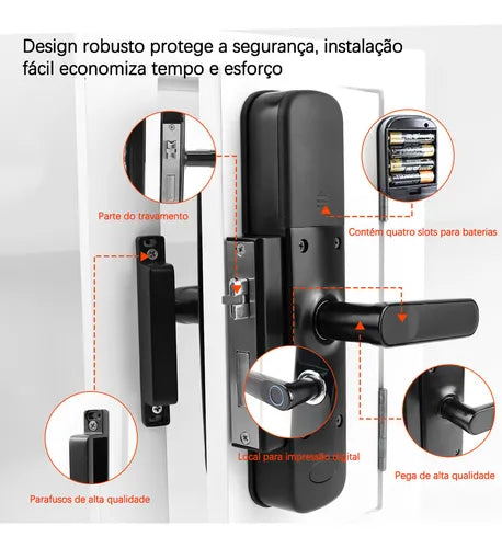 Fechadura Digital Eletrônica Tuya Com Biometria E Senha