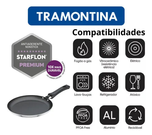 Panquequeira Tramontina Profissional Antiaderente 22cm Cor Preto