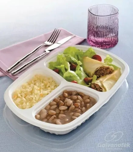 40 Und. Marmita Bandeja + Tampa 3 Divisor Embalagem Delivery