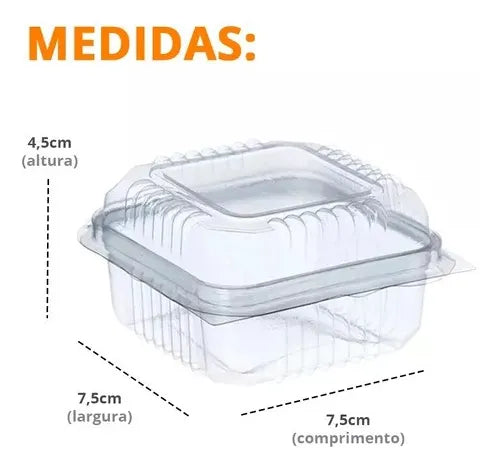 300 Embalagem Articulada Mini Doce Quadrado 130ml Bolo Pote