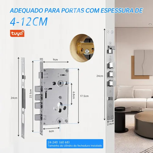 Fechadura Digital Eletronica Olho de Gato Biometrica Wi-fi Super Luxo Intelar X2 Cot Preto