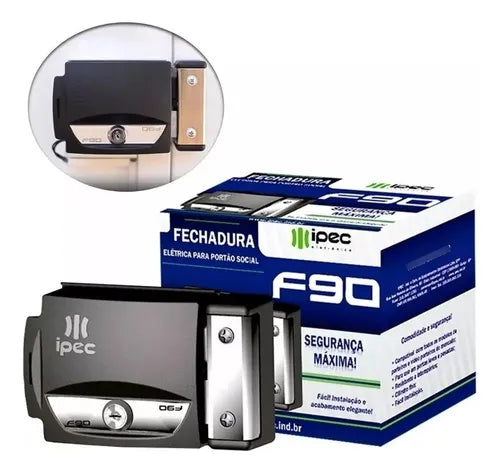 Fechadura Elétrica Porta Portão Social F90 Sobrepor Ipec