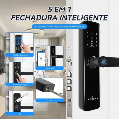 Fechadura Eletronica Digital Com Biometria Senha Intelar