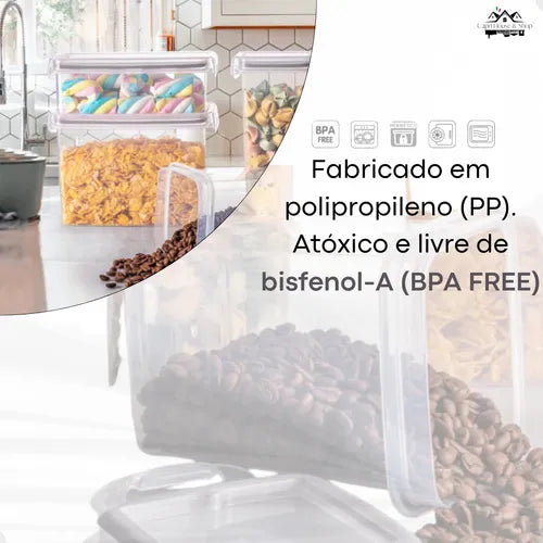 Kit 2 Potes Hermético Plástico Mantimentos 860ml 1,9 Litros