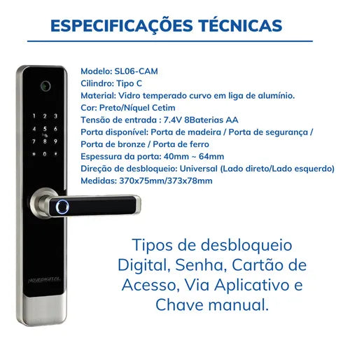 Fechadura Inteligente Com Camera Wi-fi Biometria Senha