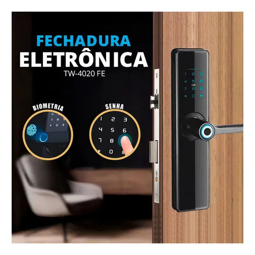 Fechadura Eletrônica Tw-4020 Fe - Biometria, Senha E Chave