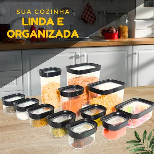 Kit 12 Potes Herméticos Acrílico Para Alimentos Cozinha