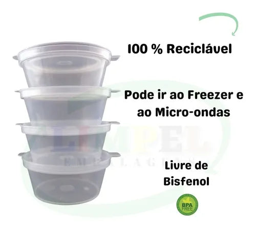 50 Molheira Descartável Potinho Pote Molho C/ Tampa 40ml