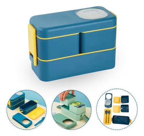 Marmita Plastico Divisórias 4 Potes Hermetica Fit Microondas