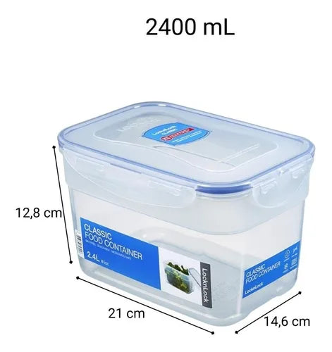 Kit 2 Potes Hermético Tampa Travas Grande Lock&lock 2400ml