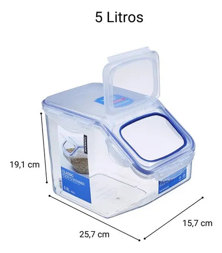 Kit 3 Porta Mantimentos Hermético Lock&lock 2,5l + 5l + 12l
