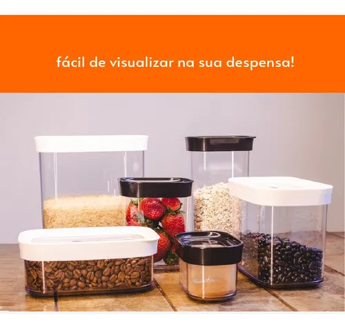 Kit 12 Potes Herméticos Para Mantimentos De Acrilico