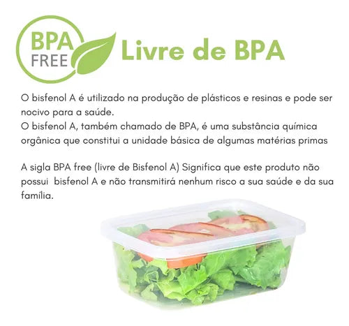 Kit 10 Pote 800 Ml Transparente Bpa Free Marmita Microondas