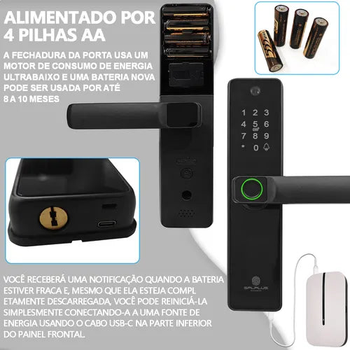 Fechadura Digital Inteligente Wifi Biométrica Smart Tuya