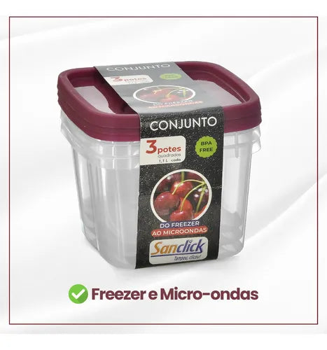 Pote Hermetico Santana Kit Com 3 un 1100ml