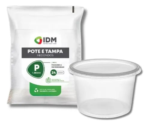 Potes Descartáveis Redondo 24un 1l 1000ml Freezer Microondas
