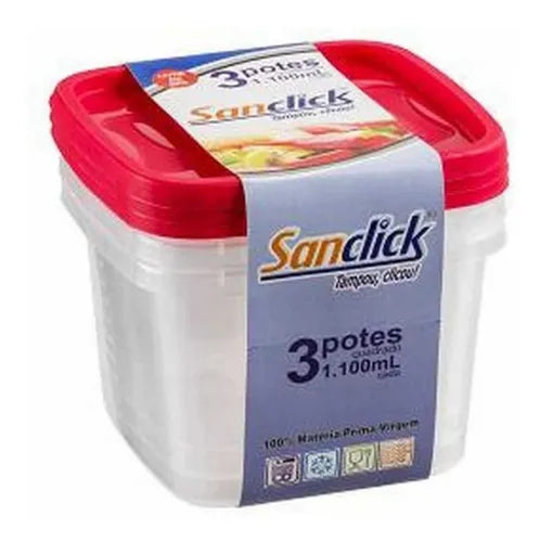 Pote Hermetico Santana Kit Com 3 un 1100ml