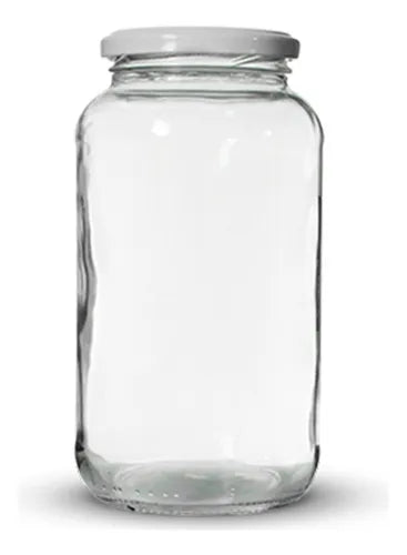 6 Potes De Vidro 800ml Az 500 Com Tampas Metálicas E Lacres Cor Branco