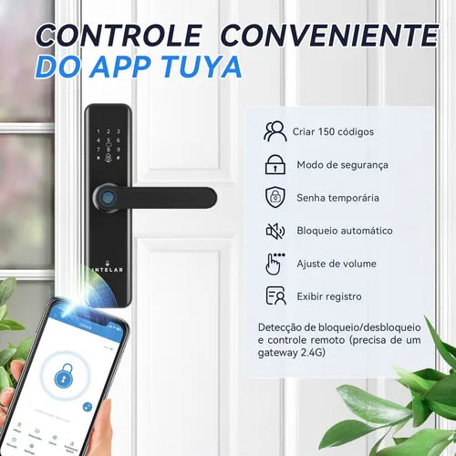 Fechadura Eletronica Digital Com Biometria Senha Intelar