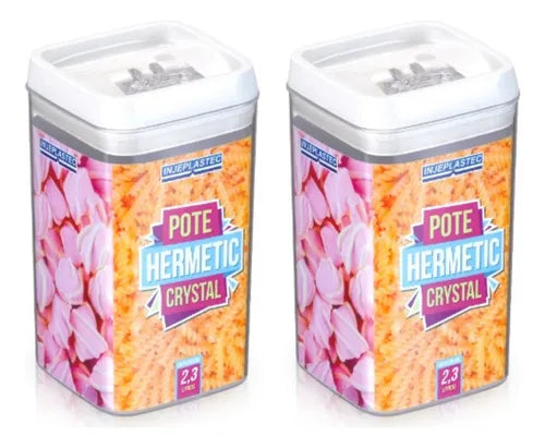 2 Potes Bolacha Acrílico Quadrado 2,3 L Organização Grande