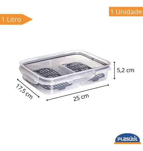 Kit 3 Potes 1,2 Litros Porta Frios 2 Div. Presunto Queijo
