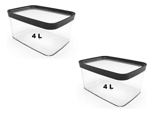 Kit 2 Potes Herméticos Alimentos Arroz Grãos Cozinha Cor Transparente