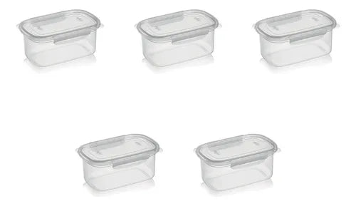 Kit Com 5 Potes Alto Com Travas 4,3 Litros Nitron Cor Transparente