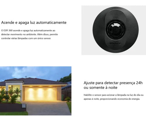 Sensor De Movimento Intelbras Espi 360 Teto Sobrepor Embutir