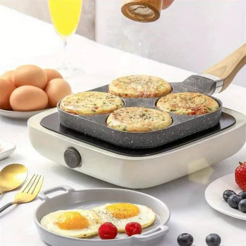 Frigideira Multiuso Antiaderente 4 Bocas Fritar Ovo Lanche Cor Preto